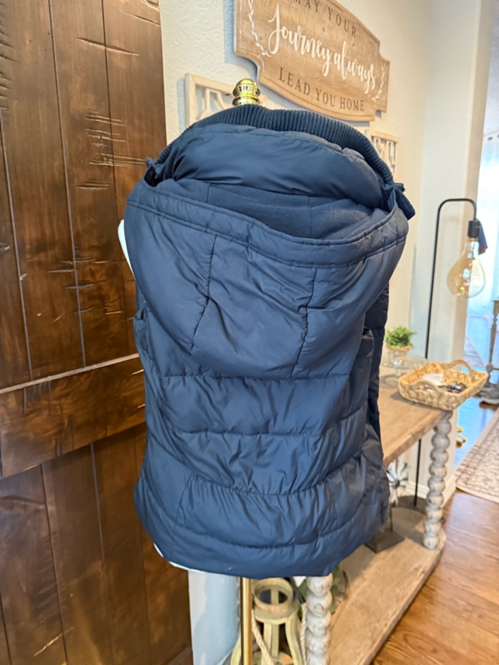 Abercrombie & Fitch Navy Quilted Puffer Vest View 3